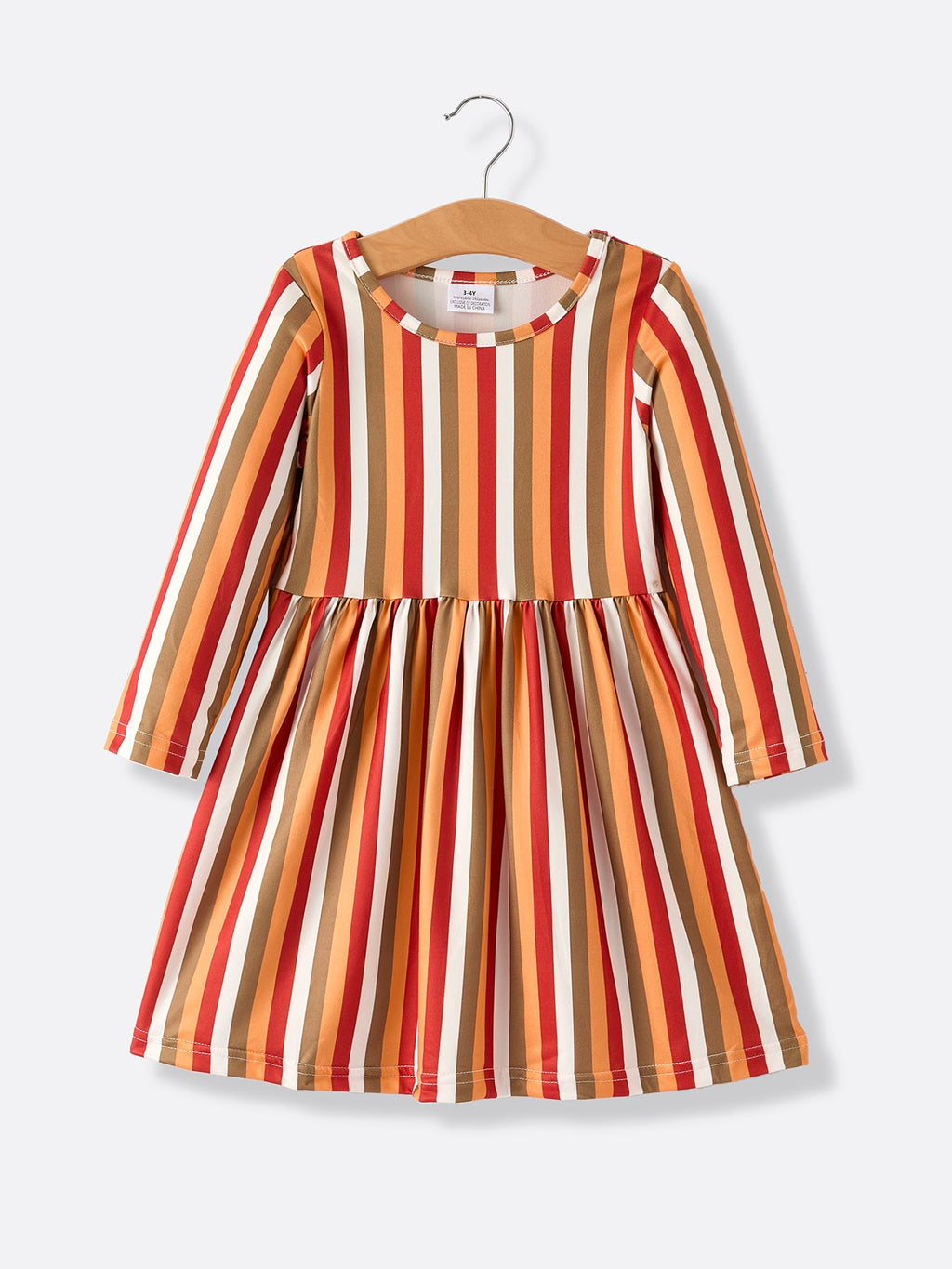 2 Piece Thanksgiving Pumpkin Stripe Print Girls Dress Set