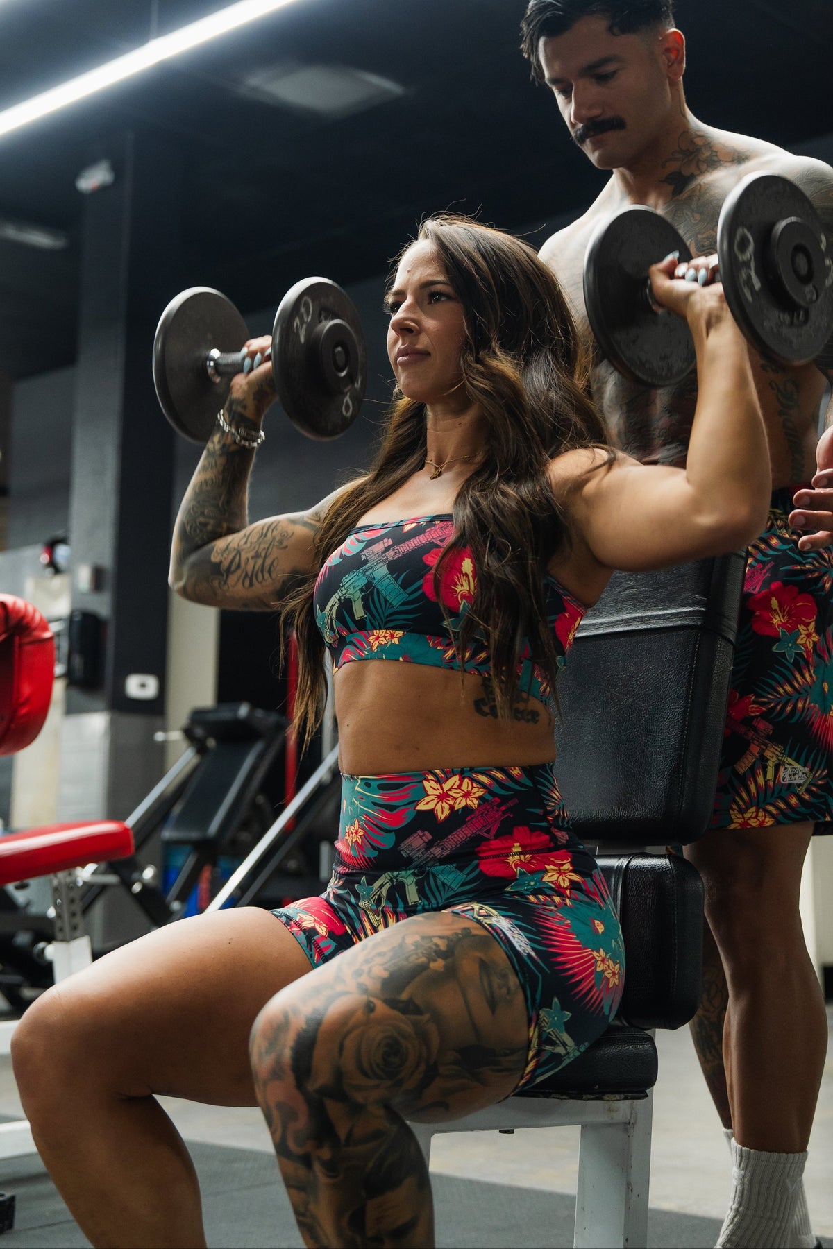 Women's High-Waisted Seamless Front Compression Training Shorts | Tropical Assassin