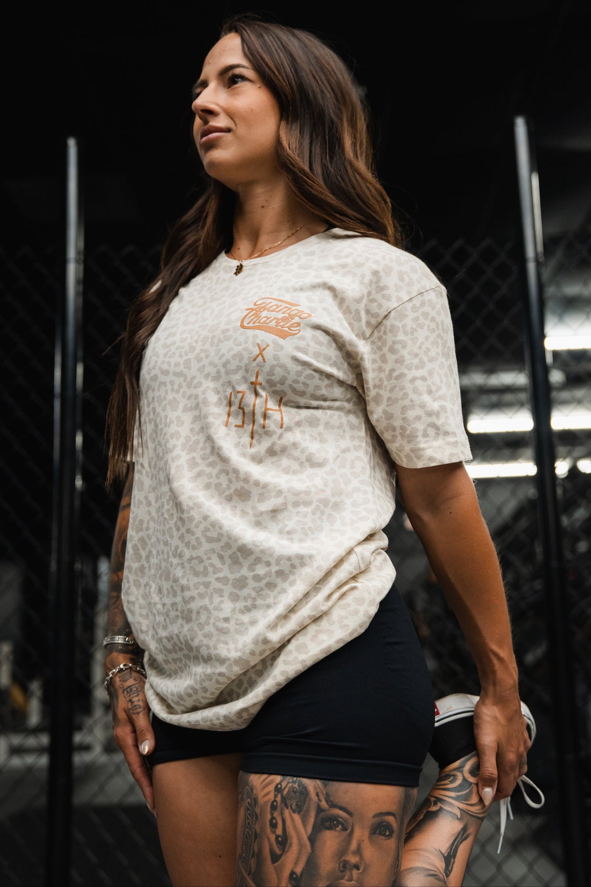 Lift Heavy. Pray Hard. Cream Leopard - Tee