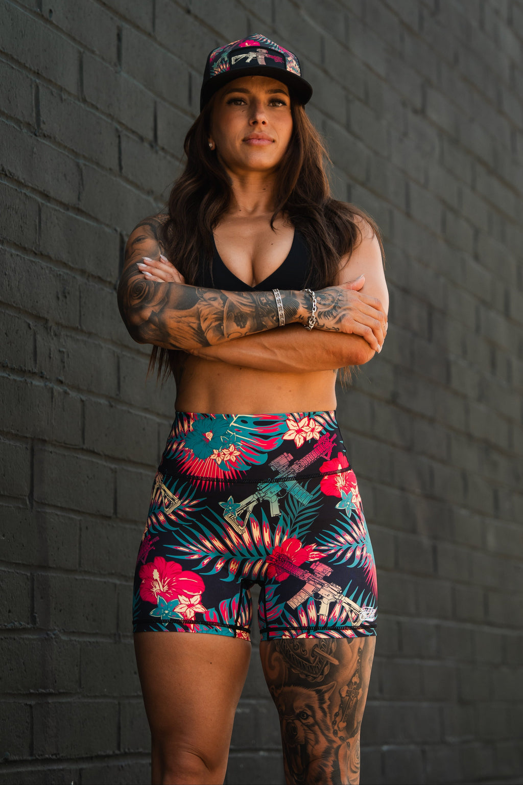 Women's High-Waisted Seamless Front Compression Training Shorts | Tropical Assassin