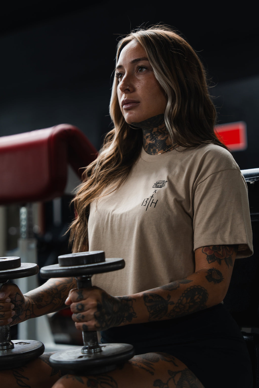 Lift Heavy. Pray Hard. - Sand Women's Crop Tee