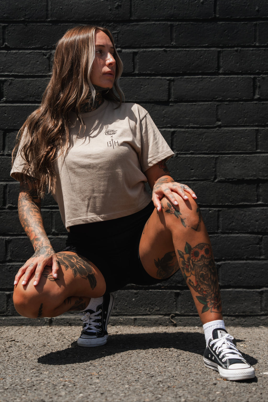 Lift Heavy. Pray Hard. - Sand Women's Crop Tee