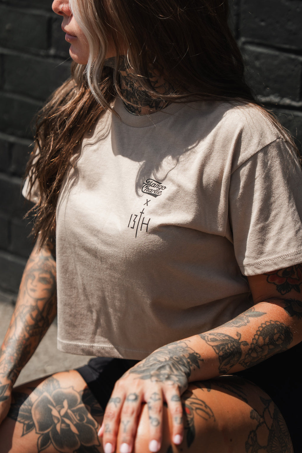 Lift Heavy. Pray Hard. - Sand Women's Crop Tee