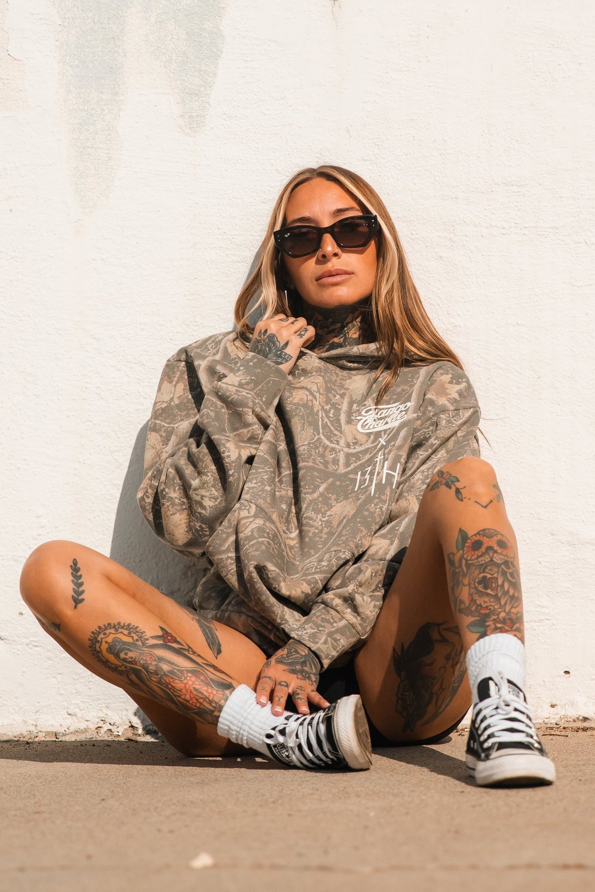 Lift Heavy. Pray Hard. - Premium Deadwood Camo Hoodie