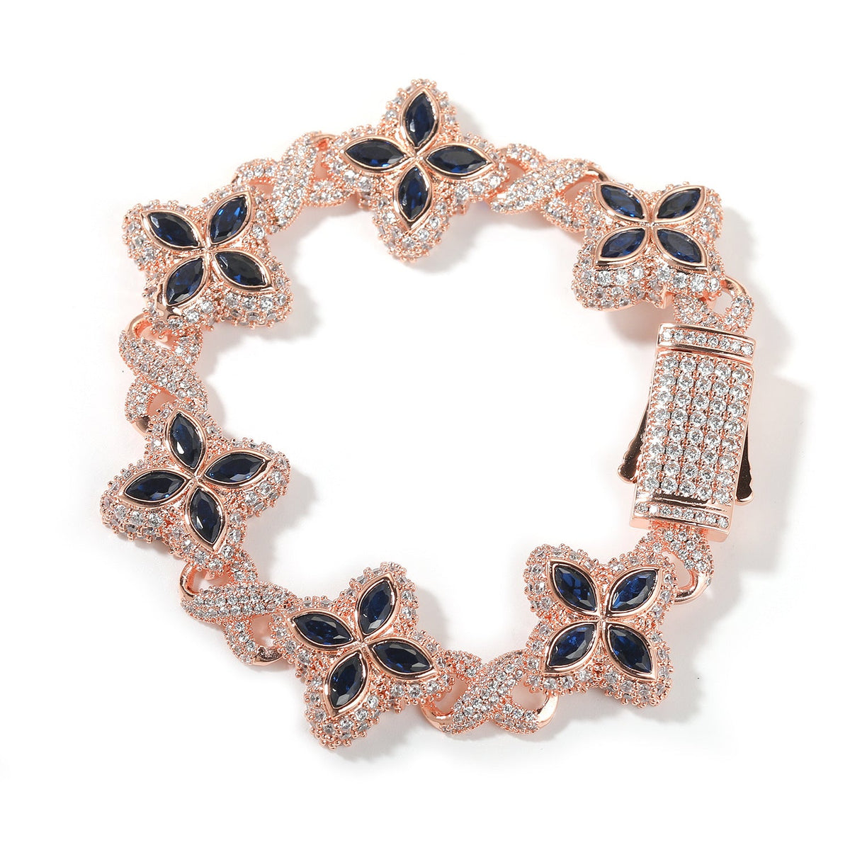 Hip-hop zircon colored infinite four-leaf clover bracelet
