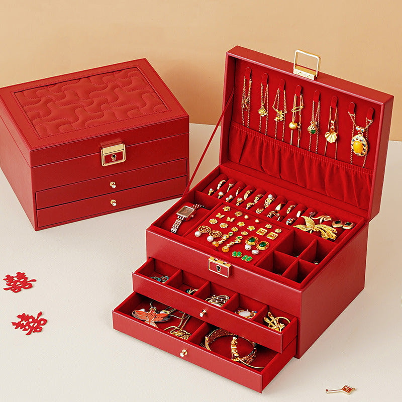 European multi-layer household PU leather jewelry box