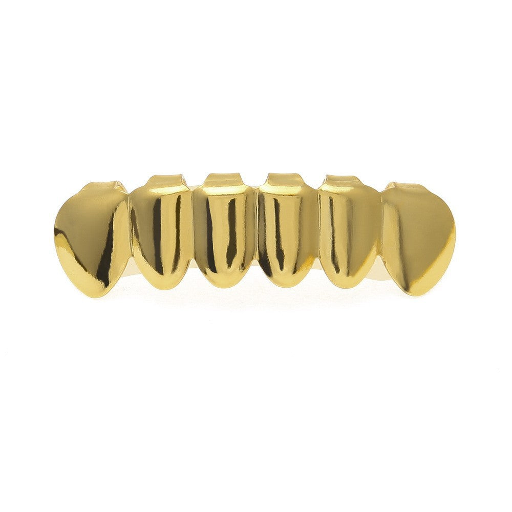 Hip-hop diamond-encrusted and gold-plated teeth grillz