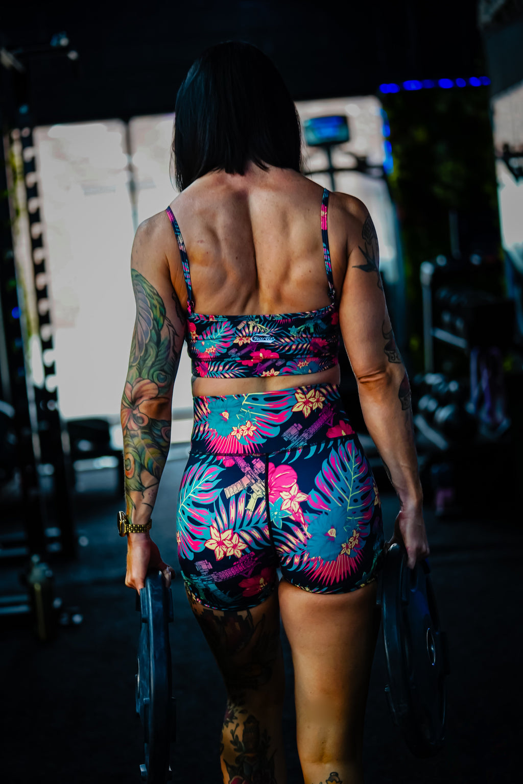 Women's High-Waisted Seamless Front Compression Training Shorts | Tropical Assassin